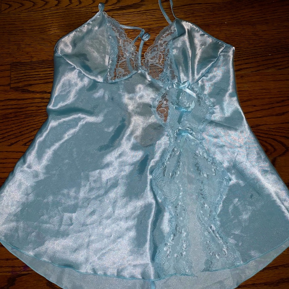 Blue silk lingerie